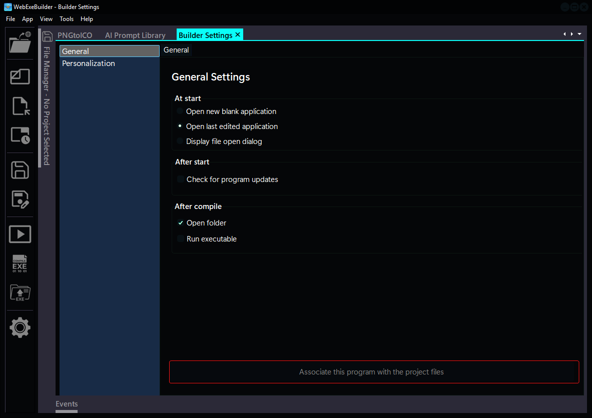 Associate WebExeBuilder Project Files with Windows Explorer
